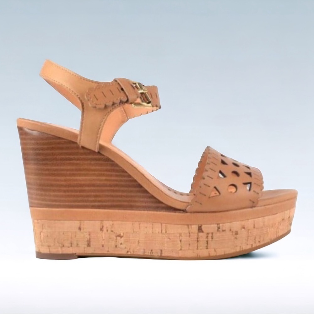 ASH Tan Leather Hiro Cork Wedge Sandals Size 40